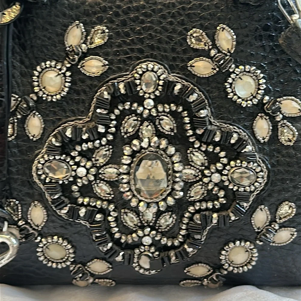 Brighton Czarina stunning jewel black patent leather combo detailed bag - Picture 5 of 17